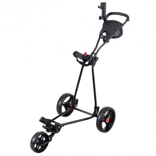 3 Wheel Durable Foldable Steel Golf Cart with Mesh Bag