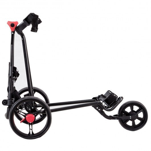 3 Wheel Durable Foldable Steel Golf Cart with Mesh Bag