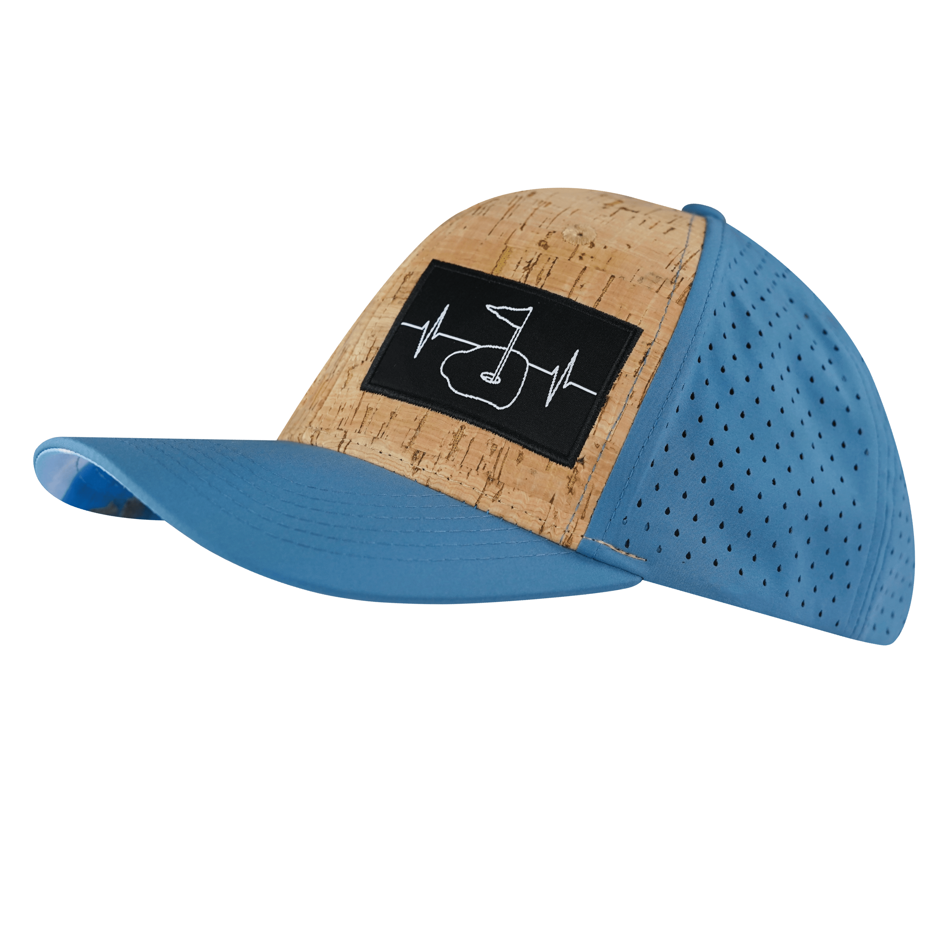 Golf Hat - Baseball Hat Fit - Cork - Slate Blue - Laser Mesh