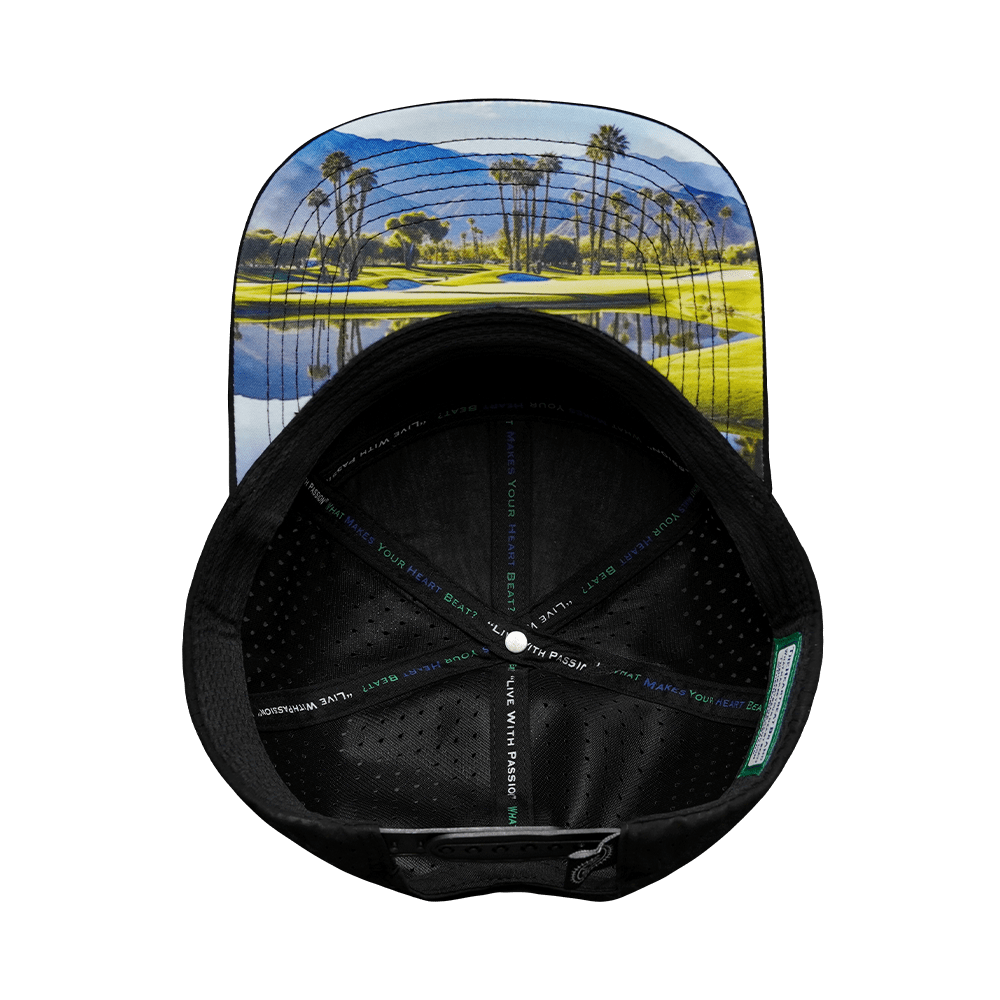 Golf Hat - Flat Bill - Black / White / Navy - Laser Mesh