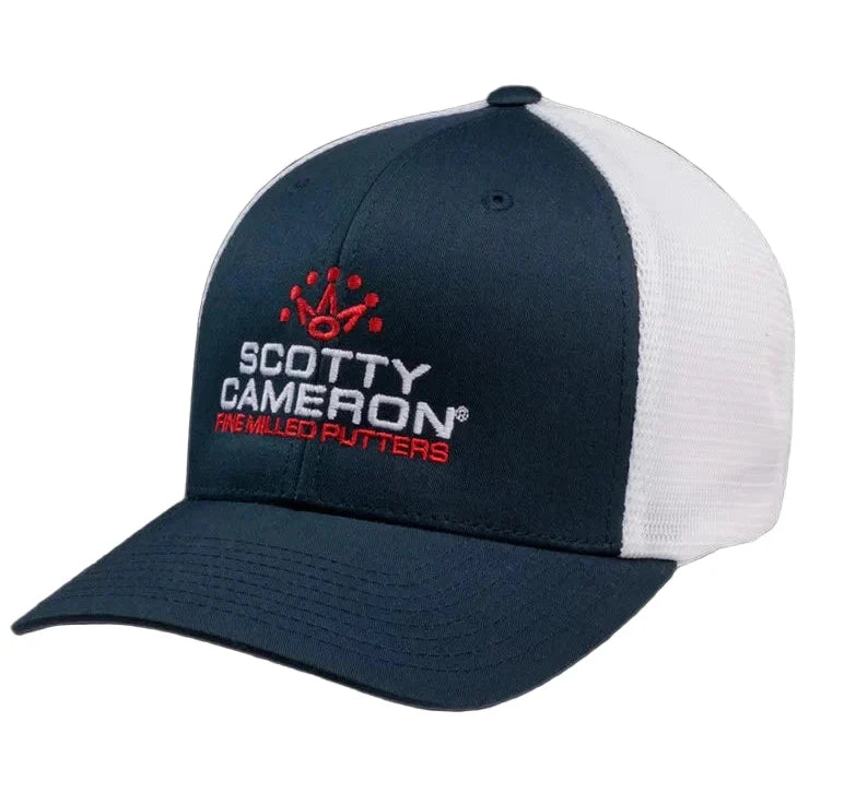 Scotty Cameron Crown Stacked Flexfit Mesh Trucker Cap Navy/White